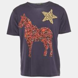 Dolce & Gabbana Blue Printed  Jersey Crewneck T-Shirt L
