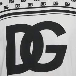 Pre Owned Dolce & Gabbana White DG Print Jersey Crew Neck T-Shirt M