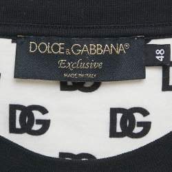 Pre Owned Dolce & Gabbana White DG Print Jersey Crew Neck T-Shirt M