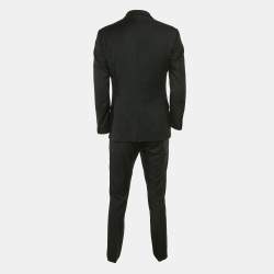 Dolce & Gabbana Black Patterned Wool 3 Piece Suit Set M
