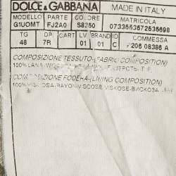 Dolce & Gabbana Black Patterned Wool 3 Piece Suit Set M