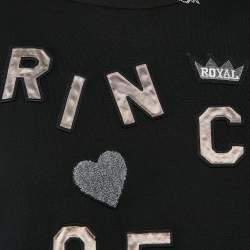 مملوكة مسبقًا Dolce & Gabbana Black Cotton Applique Detail Crew Neck T-Shirt XL