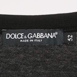 مملوكة مسبقًا Dolce & Gabbana Black Cotton Applique Detail Crew Neck T-Shirt XL