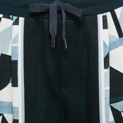 Dolce & Gabbana Blue Geometric Print Jersey Bermuda Shorts XL