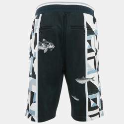 Dolce & Gabbana Blue Geometric Print Jersey Bermuda Shorts XL