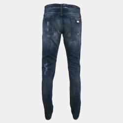 Pre Owned Dolce & Gabbana Blue Distressed Denim Jeans L Waist 35"