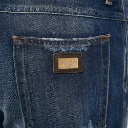 Pre Owned Dolce & Gabbana Blue Distressed Denim Jeans L Waist 35"