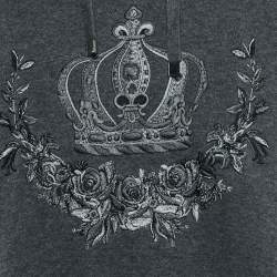 Pre Owned Dolce & Gabbana Grey Crown Embroidered Cotton Hoodie XXL