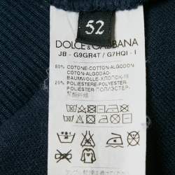 Dolce & Gabbana Navy Blue Crown Embroidered Cotton Knit Hoodie XXL