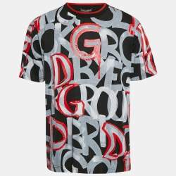 Pre Owned Dolce & Gabbana Black Graffiti Print Cotton Crew Neck T-Shirt M