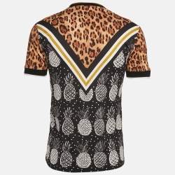 Dolce & Gabbana Multicolor/Brown Printed Cotton Crew Neck T-Shirt M