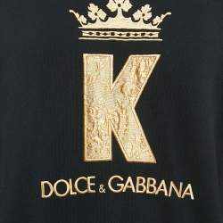 Dolce & Gabbana Black King Applique Cotton Sweatshirt L