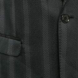 Pre Owned Dolce & Gabbana Black Striped Gabardine Single Breasted Blazer M