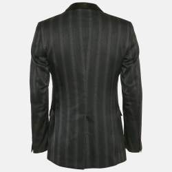 Pre Owned Dolce & Gabbana Black Striped Gabardine Single Breasted Blazer M
