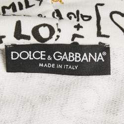 Pre Owned Dolce & Gabbana White Graffiti Print Jersey Cotton Knit Sweatshirt XL