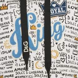 Pre Owned Dolce & Gabbana White Graffiti Print Jersey Cotton Knit Sweatshirt XL