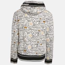Pre Owned Dolce & Gabbana White Graffiti Print Jersey Cotton Knit Sweatshirt XL