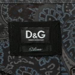 D&G Blue Paisley Print Cotton Ruffled Placket Shirt XXL