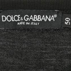 Pre Owned Dolce & Gabbana Black Logo Applique Cotton Crew Neck T-Shirt L