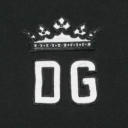 Pre Owned Dolce & Gabbana Black Logo Applique Cotton Crew Neck T-Shirt L