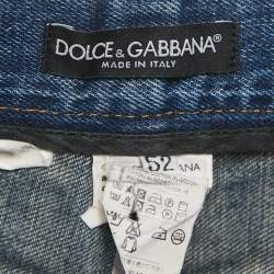 Dolce & Gabbana Blue Washed Denim Distressed Shorts XL