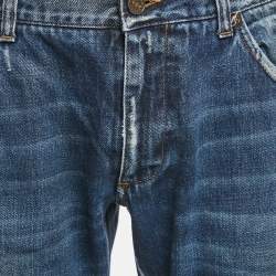 Dolce & Gabbana Blue Washed Denim Distressed Shorts XL