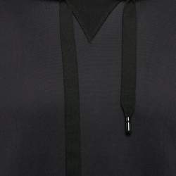 Dolce & Gabbana Black Logo Tape Print Cotton Hooded Sweatshirt S