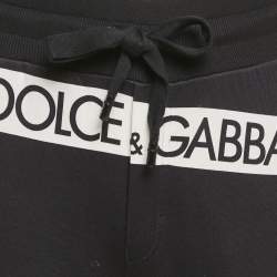 Pre Owned Dolce & Gabbana Navy Blue Logo Print Cotton Knit Joggers S