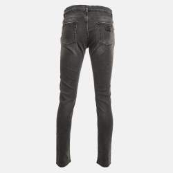 Pre Owned Dolce & Gabbana Black Distressed Denim Straight Fit Jeans XL