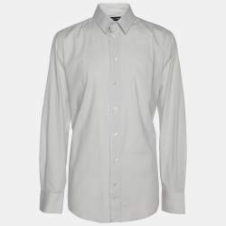 Dolce & Gabbana Light Grey Cotton Blend Button Front Shirt L