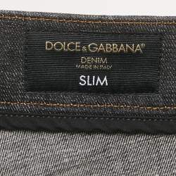 Pre Owned Dolce & Gabbana Black Washed Denim Slim Fit Jeans L