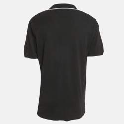 Pre Owned Dolce & Gabbana Black Bee Embroidered Pique Cotton Polo T-Shirt XL