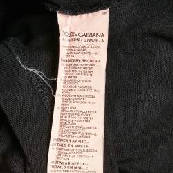 Pre Owned Dolce & Gabbana Black Bee Embroidered Pique Cotton Polo T-Shirt XL