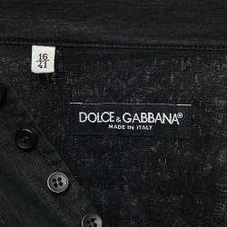 Pre Owned Dolce & Gabbana Black Linen Long Sleeve Mazzini Fit Shirt L