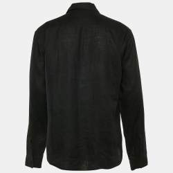 Pre Owned Dolce & Gabbana Black Linen Long Sleeve Mazzini Fit Shirt L