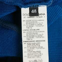 Dolce & Gabbana Blue Crown Embroidered Cotton Knit Tack Suit M