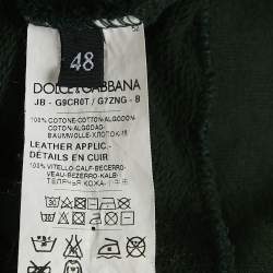 Dolce & Gabbana Green Flock Print Cotton Hooded Sweatshirt M