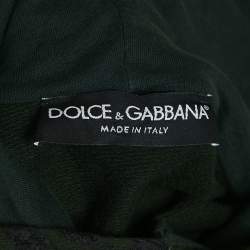 Dolce & Gabbana Green Flock Print Cotton Hooded Sweatshirt M