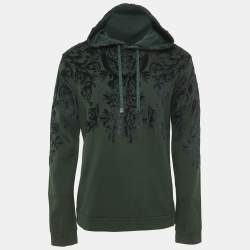 Dolce & Gabbana Green Flock Print Cotton Hooded Sweatshirt M