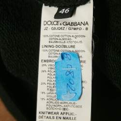Dolce & Gabbana Black Leopard Embroidery Cotton Knit Hoodie and Pants Set S