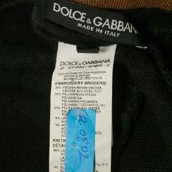 Dolce & Gabbana Black Leopard Embroidery Cotton Knit Hoodie and Pants Set S