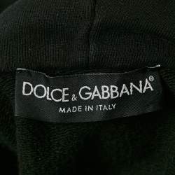 Dolce & Gabbana Black Leopard Embroidery Cotton Knit Hoodie and Pants Set S