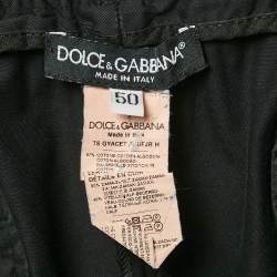 Dolce & Gabbana Black Cotton Drawstring Trousers L