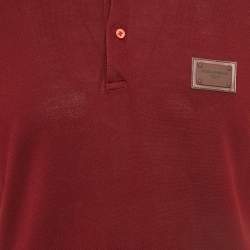 Dolce & Gabbana Burgundy Cotton Pique Polo T-Shirt L