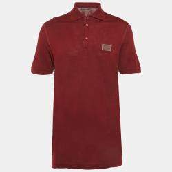 Dolce & Gabbana Burgundy Cotton Pique Polo T-Shirt L