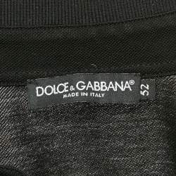 Pre Owned Dolce & Gabbana Black Logo Embroidered Cotton Polo T-Shirt XL 