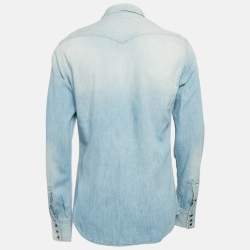 Dolce & Gabbana Blue Faded Denim Sicilia Shirt XL