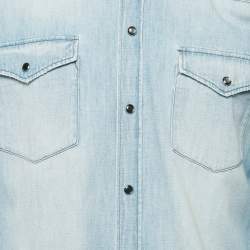 Dolce & Gabbana Blue Faded Denim Sicilia Shirt XL