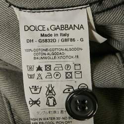 Dolce & Gabbana Grey Distressed Denim Gold Shirt XXL