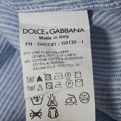 Pre Owned Dolce & Gabbana Blue Striped Linen Blend Slim Fit Shirt XL